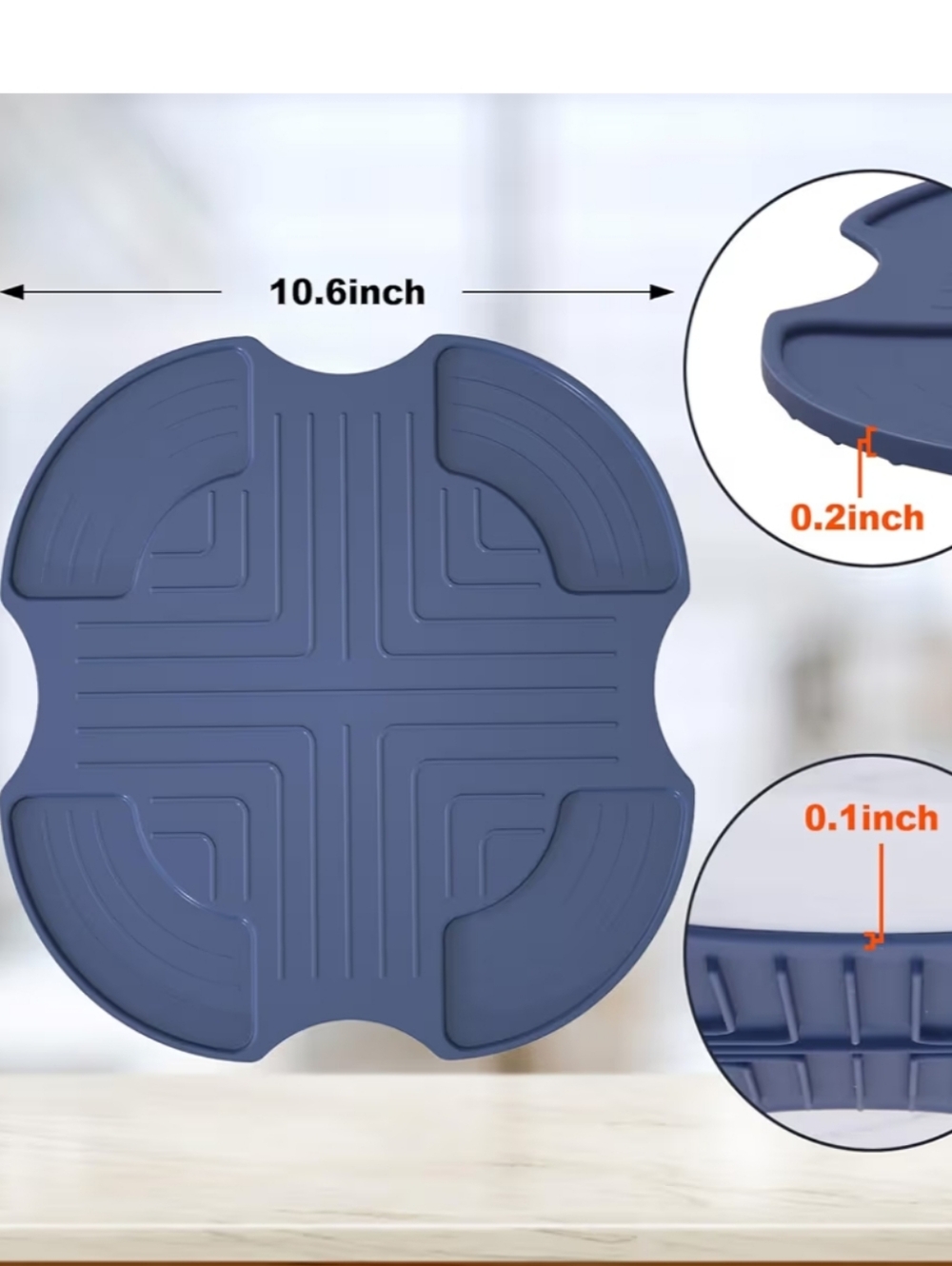 Round Non-Slip Silicone Trivet / Heatproof Mat in Slate Blue